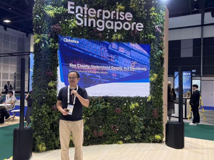Clobotics presenting its Physical AI approach at the Enterprise Singapore area during the summit