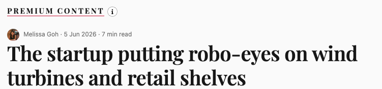 Tech in Asia article titled The startup putting robo-eyes on wind turbines and retail shelves