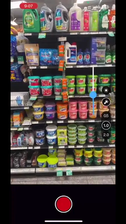 REA mobile app recording a real retail shelf