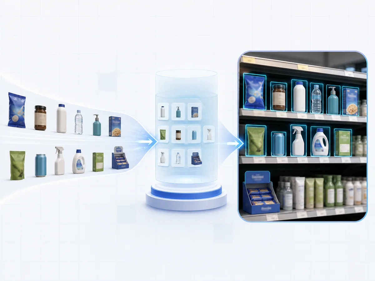 New retail products and POSM entering a recognition library and appearing on shelf