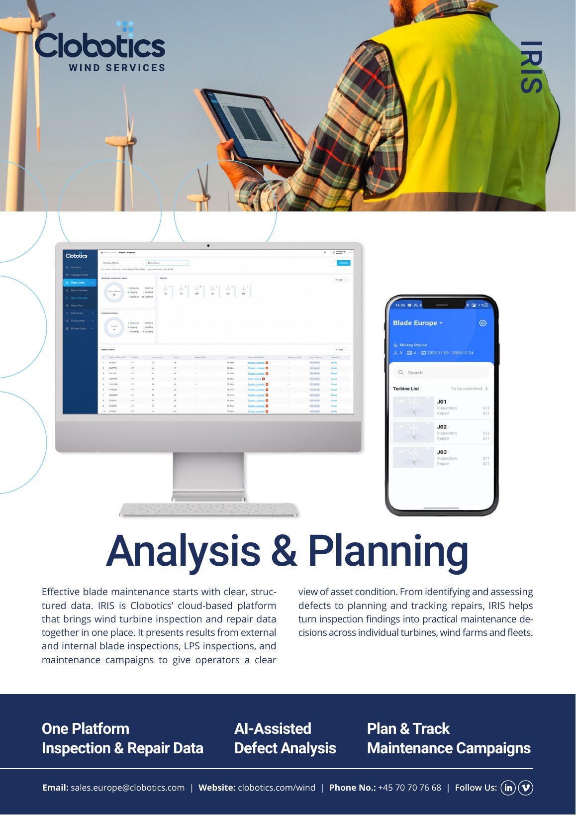 Cover of the Clobotics IRIS Analysis and Planning product brief