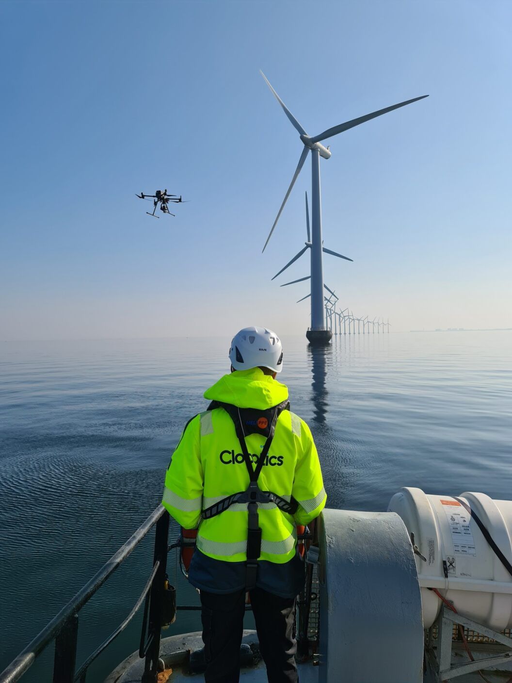 Wind operator reviewing asset condition during an offshore campaign